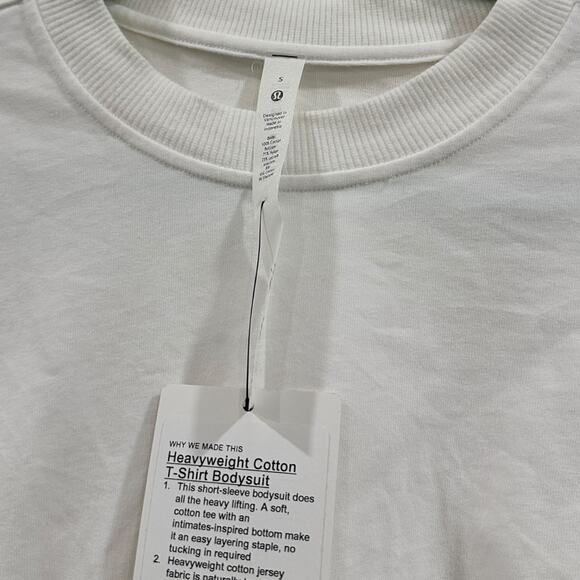 NWT Lululemon Heavyweight Cotton T-Shirt Bodysuit In White - Picture 5 of 8